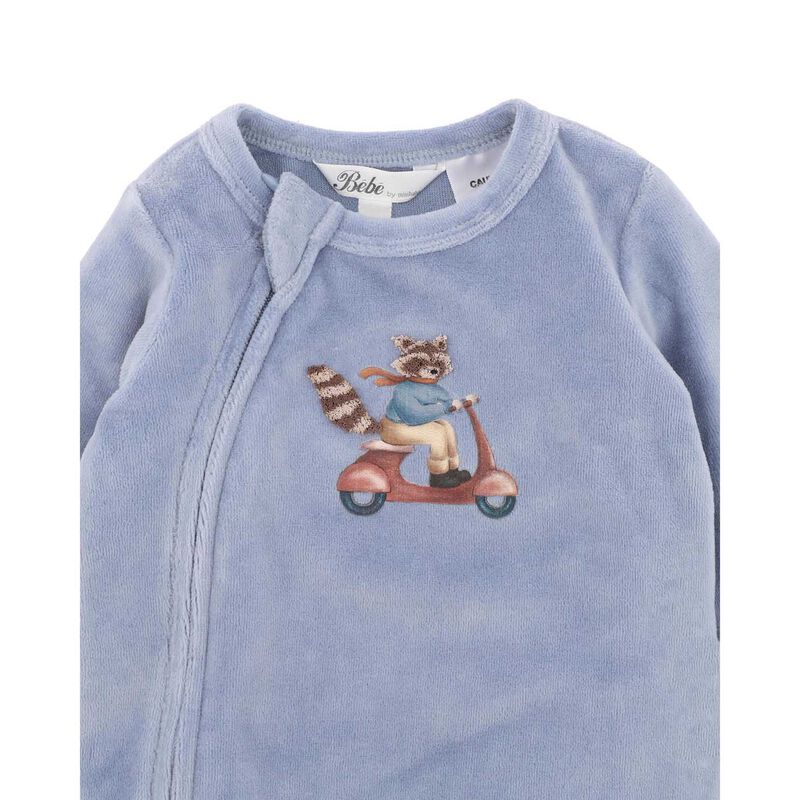 B&eacute;b&eacute; Alvin Velour Zip Onesie image number 3